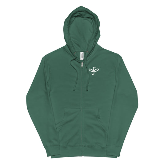 Unisex fleece zip up hoodie